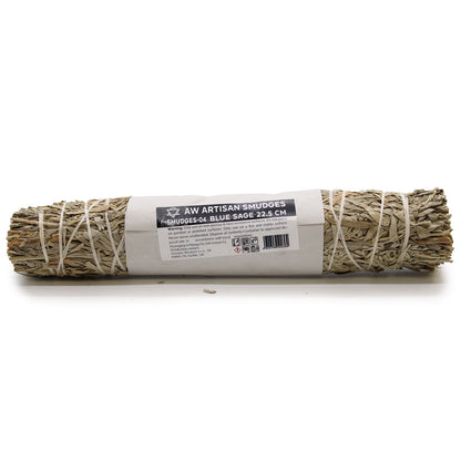 Smudge Stick Blue Sage 22.5cm wrapped is ideal for cleansing the aura and creating a peaceful, purified environment. 