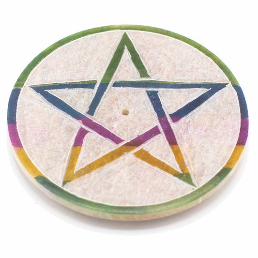 Add a touch of elegance and tranquillity to your space with a soapstone Disc incense holder Pentagon. Crafted from premium-quality soapstone for a durable and timeless design.