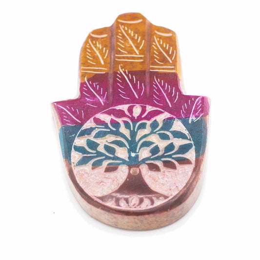 Add a touch of elegance and tranquillity to your space with a soapstone hamsa incense holder tree of life. Crafted from premium-quality soapstone for a durable and timeless design. 