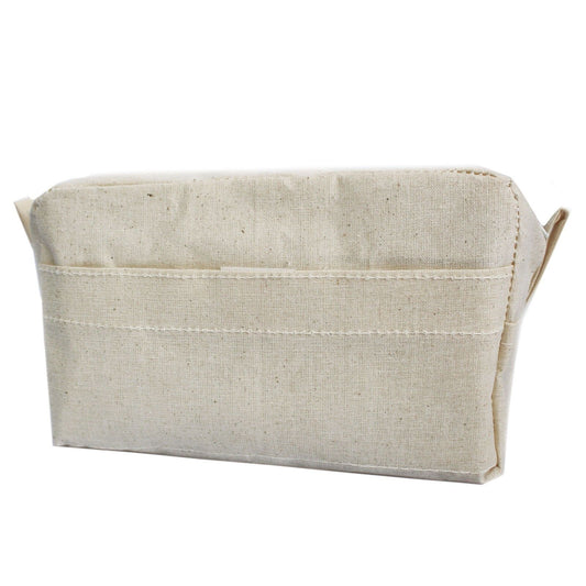Beige fabric basket on a white background