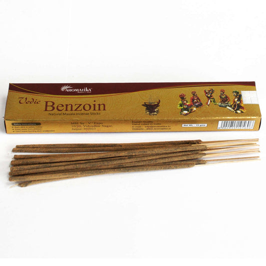 Immerse yourself in the rich, aromatic tradition of Vedic Incense Sticks Benzoin Carefully crafted to capture the essence of ancient Hindu Vedic teachings.