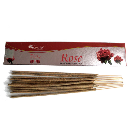 Immerse yourself in the rich, aromatic tradition of Vedic Incense Sticks Rose.&nbsp;Carefully crafted to capture the essence of ancient Hindu Vedic teachings.