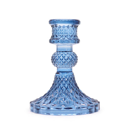 Add a touch of timeless elegance to your dining table or living space with a Vintage Dinner Candle Holder in royal blue. 