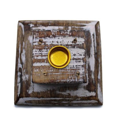 Wooden box with a yellow cap on a white background