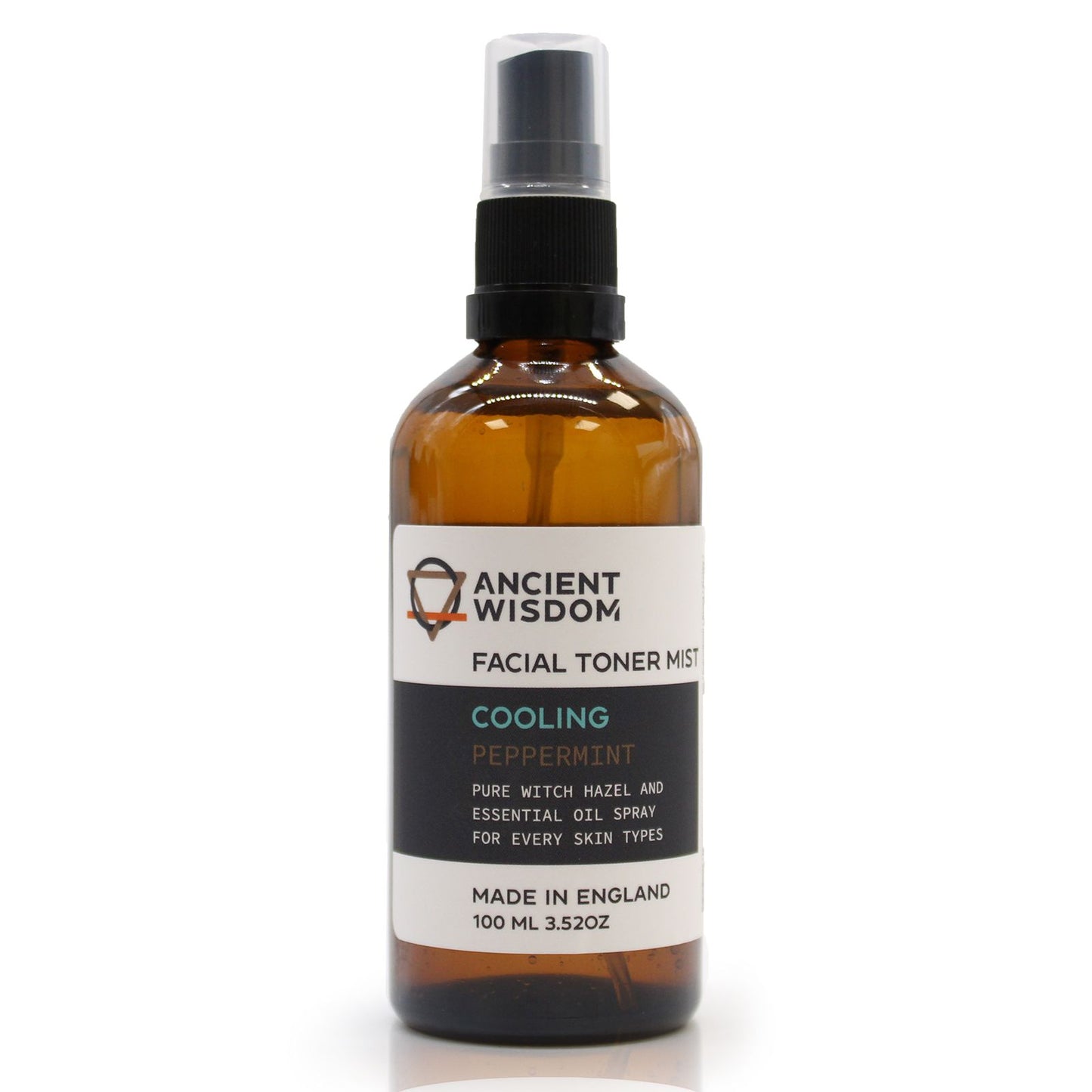 Facial toner mist bottle with label on a white background