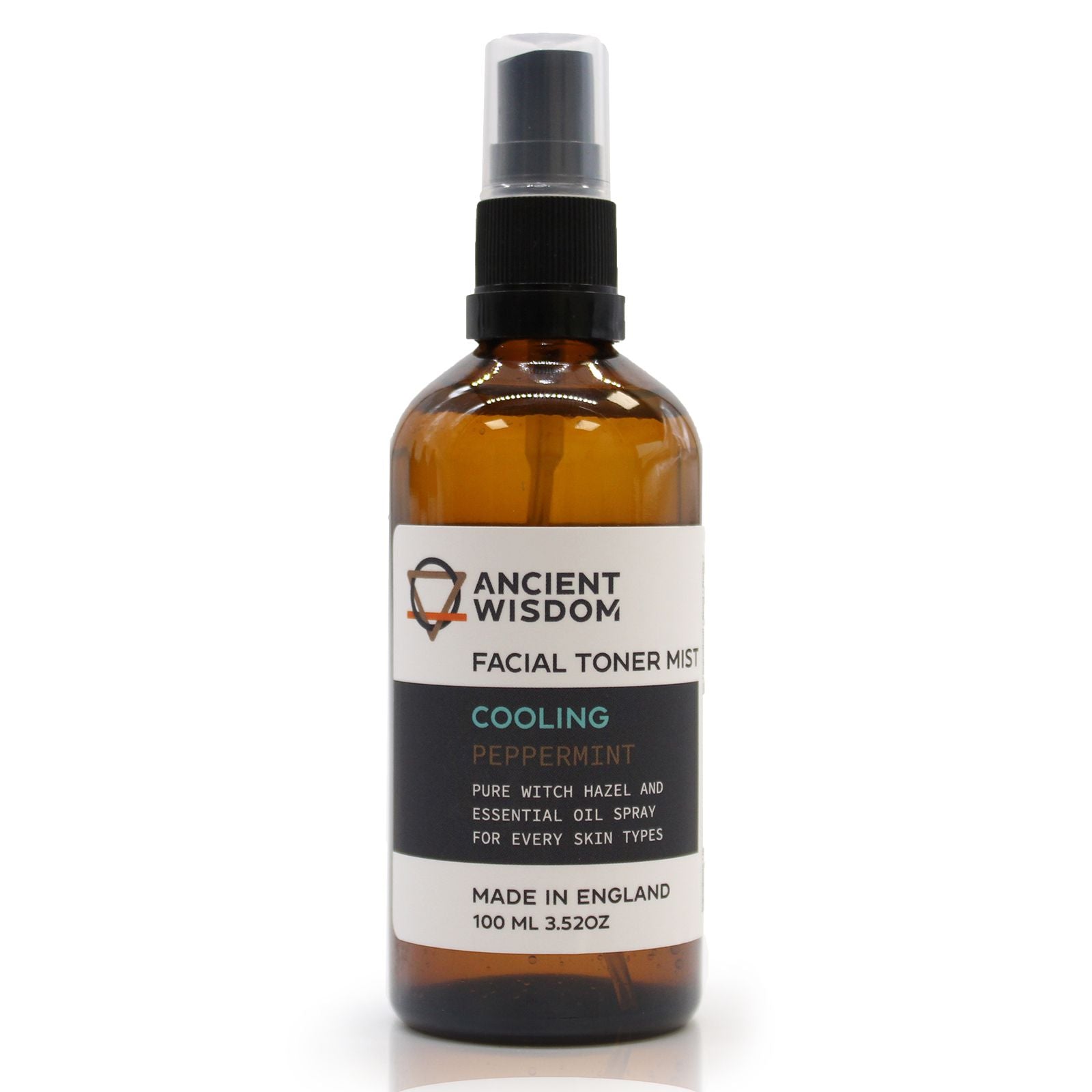 Facial toner mist bottle with label on a white background
