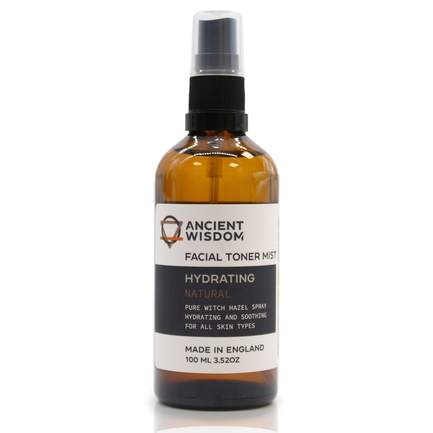Facial toner mist bottle labeled 'Ancient Wisdom' on a white background