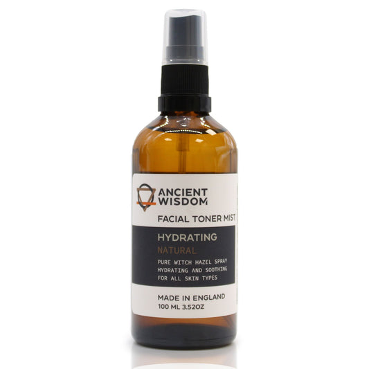Facial toner mist bottle labeled 'Ancient Wisdom' on a white background