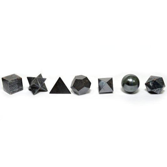 Set of geometric stone shapes on a white background