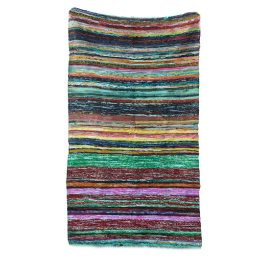 Multicolored striped towel on a white background