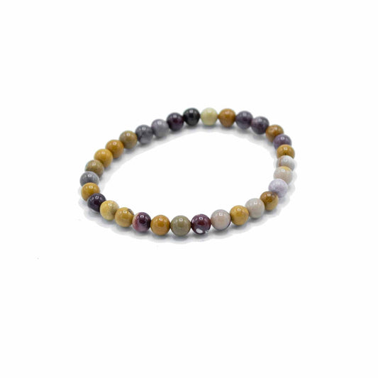 Multicolored beaded bracelet on a white background