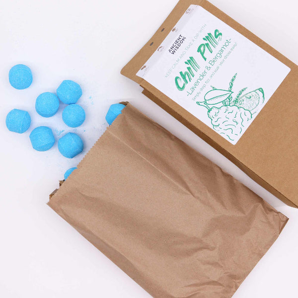 Box of Chimi Balm with blue balls on a white background