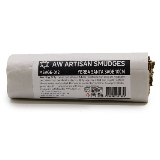 Artisan smudge stick packaging with label on a white background