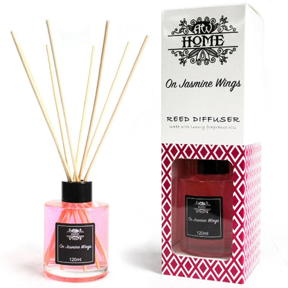 Reed diffuser with packaging labeled 'At Home' on a white background