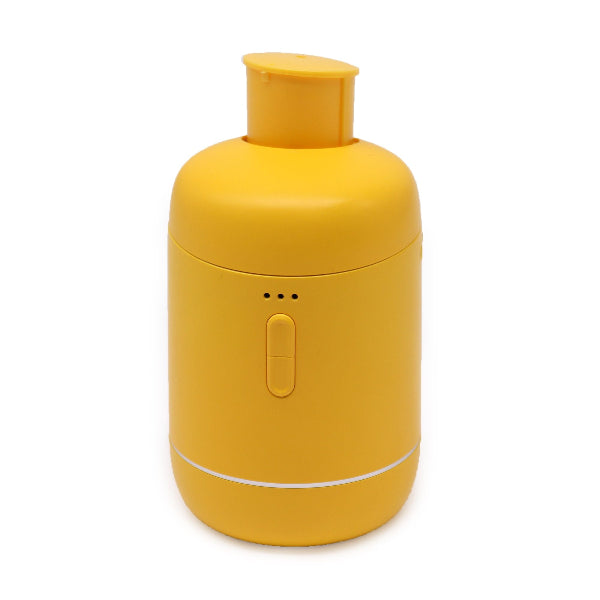Yellow container with a lid on a white background