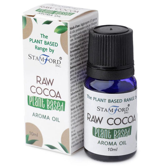 Raw Cocoa Aroma Oil bottle and packaging by Stamford Inc on a white background