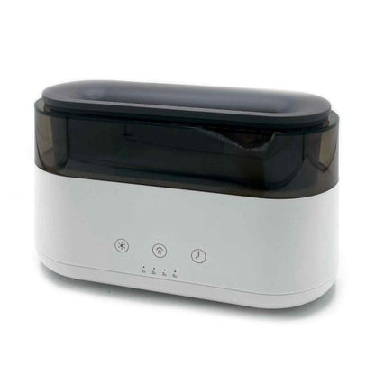White electronic device with a black top on a white background