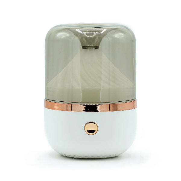 Modern lamp with a metallic finish on a white background