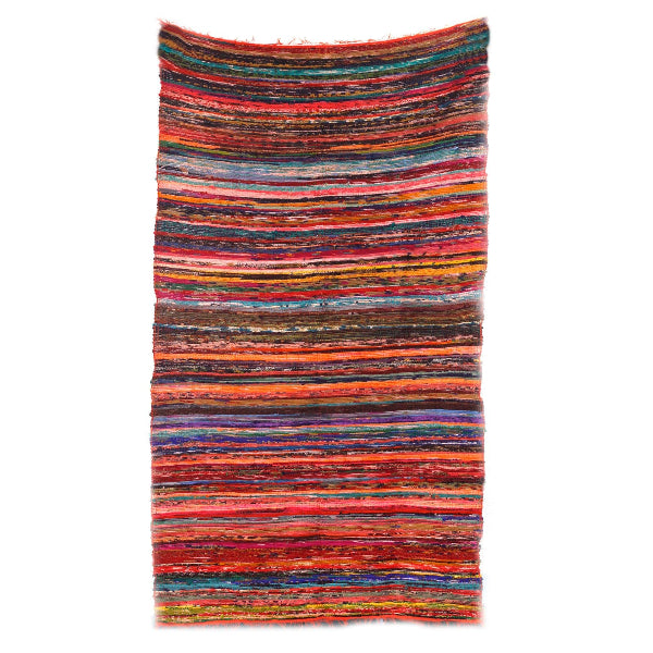 Multicolored striped fabric on a white background