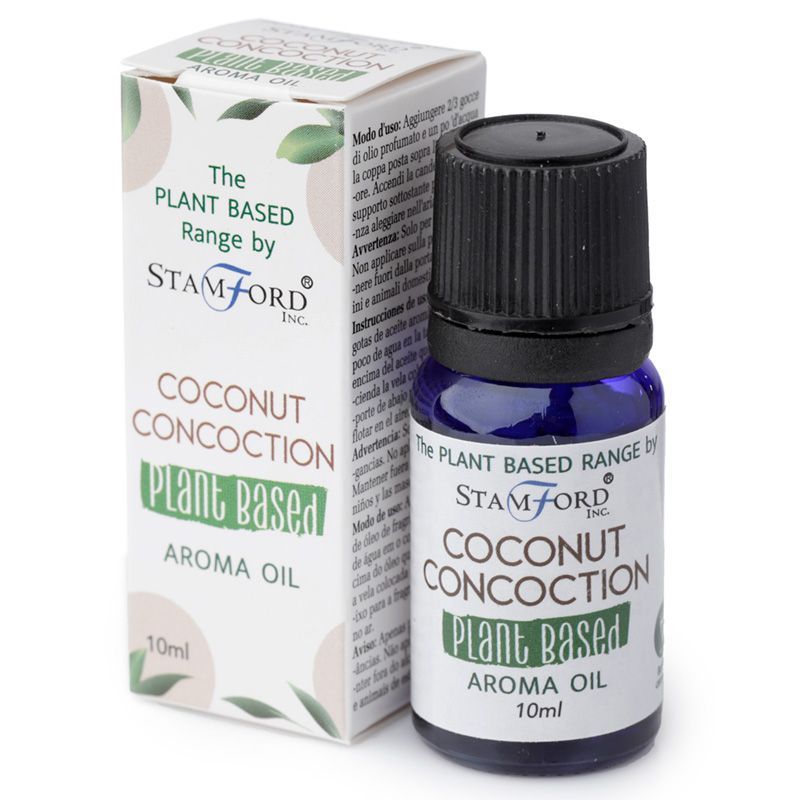 Stamford Coconut Concoction aroma oil bottle and packaging on a white background