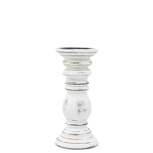 White distressed candle holder on a white background