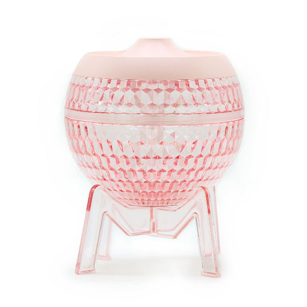 Pink woven stool on a white background