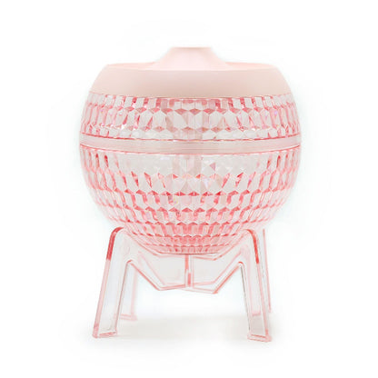 Pink woven stool on a white background