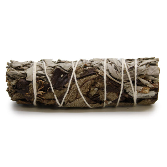 Bundled sage stick on a white background
