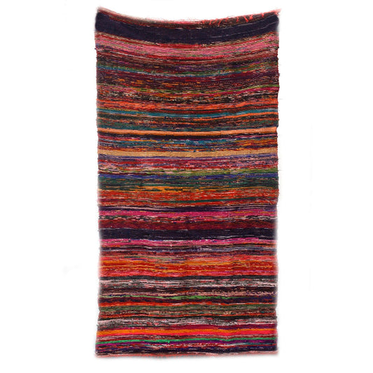 Multicolored striped fabric on a white background