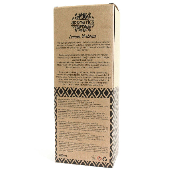 Aromatics Lemon Verbena essential oil packaging on a white background