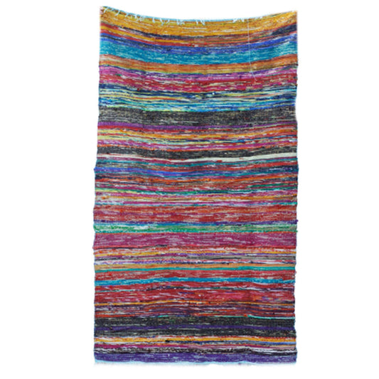 Multicolored striped fabric on a white background
