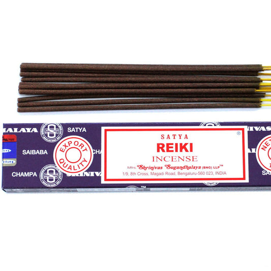 Satya Reiki incense sticks with packaging on a white background