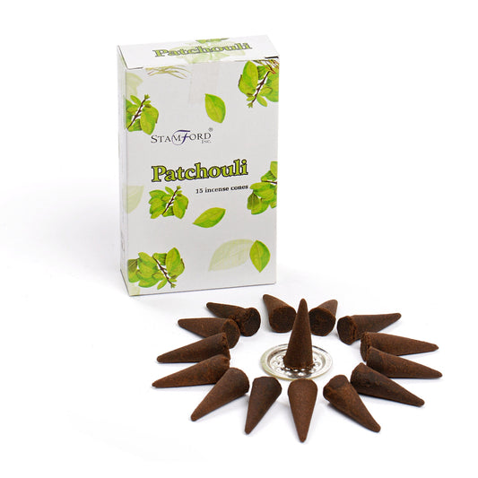 Incense cones with packaging on a white background