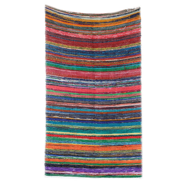 Multicolored striped fabric on a white background