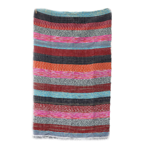 Multicolored striped fabric on a white background