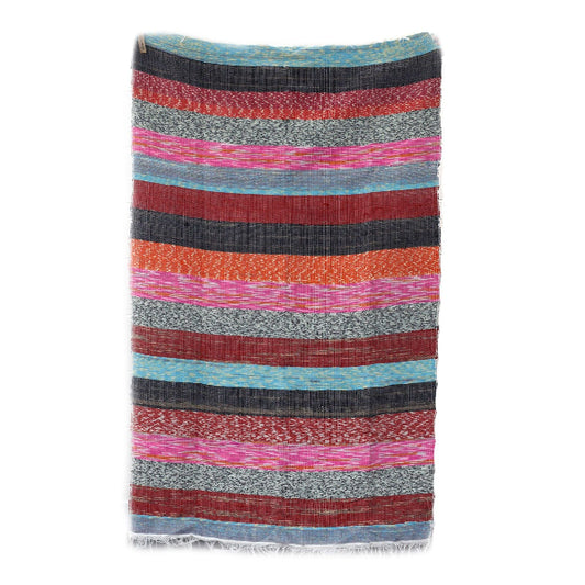 Multicolored striped fabric on a white background