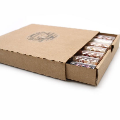 Cardboard box with tea bags on a white background