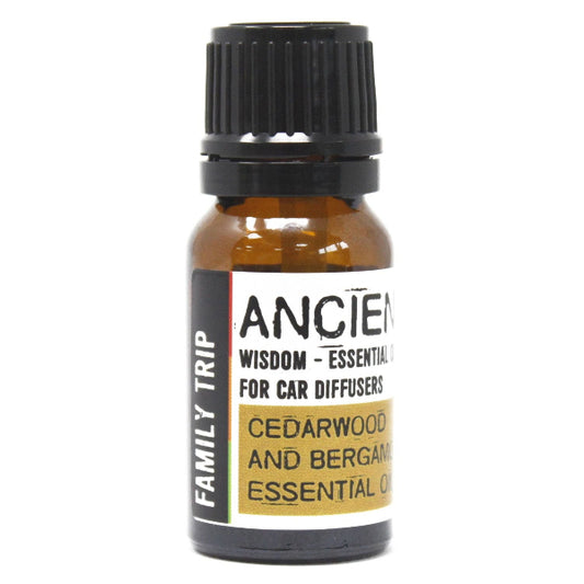 Essential oil bottle with label on a white background