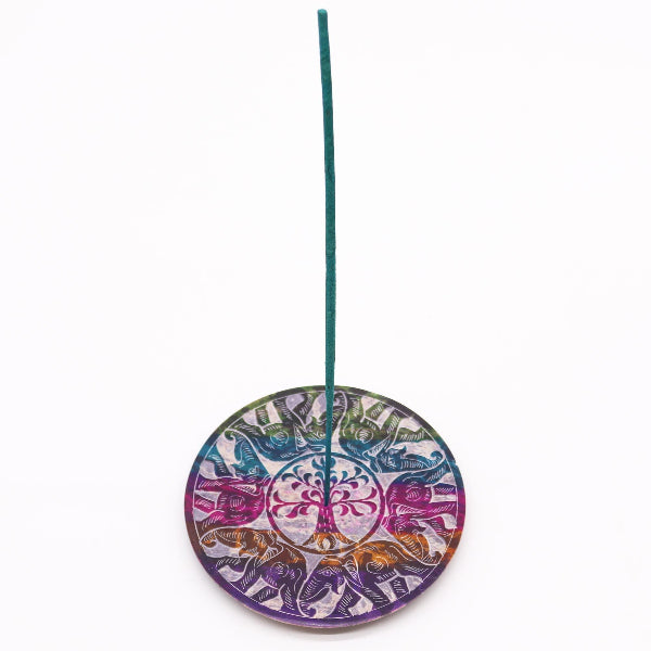 Decorative circular ornament with colorful design on a white background