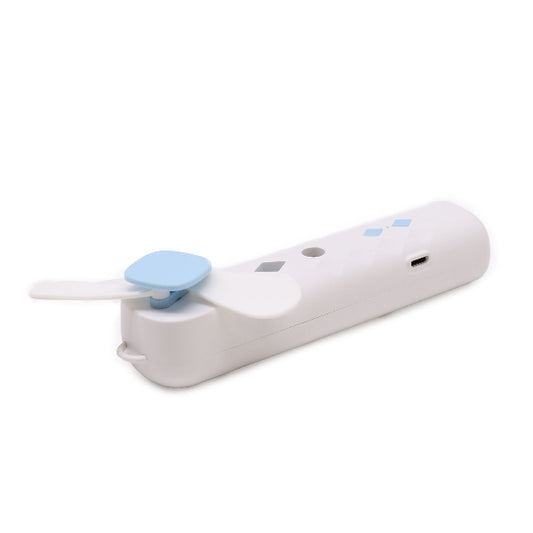 White and light blue device on a white background