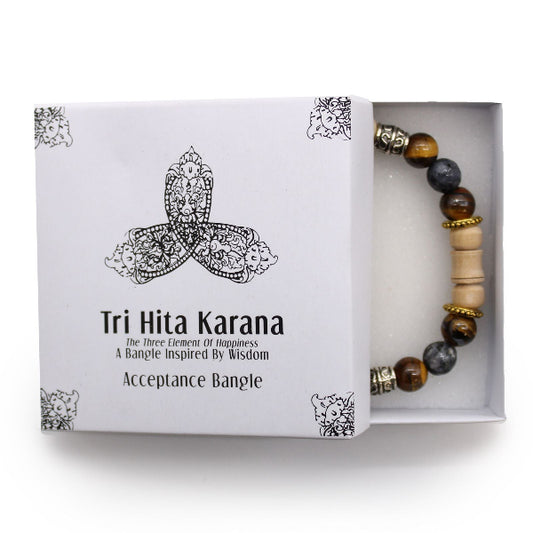 Tri Hita Karana bangle in a white box with decorative design