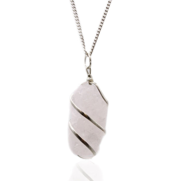 Silver pendant necklace on a white background