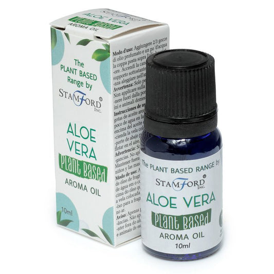 Aloe vera aroma oil bottle with packaging on a white background