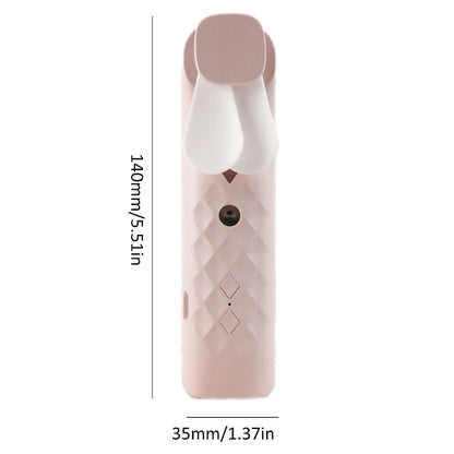 Pink electronic device with dimensions labeled on a white background