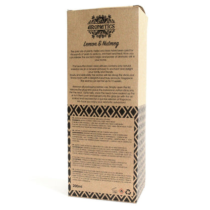 Aromatics Lemon & Nutmeg essential oil packaging on a white background